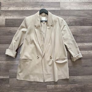 Beige Double-Breasted Blazer